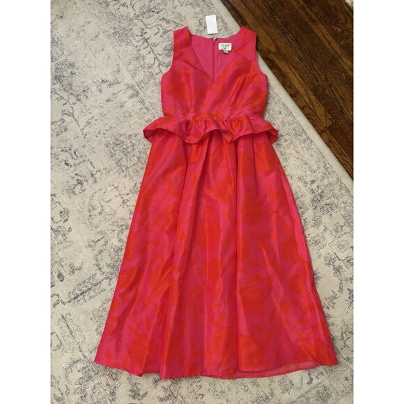 Kate Spade x Target Classic Rose Peplum Midi Dress Size 4 NWT Pockets Cocktail - Picture 3 of 10
